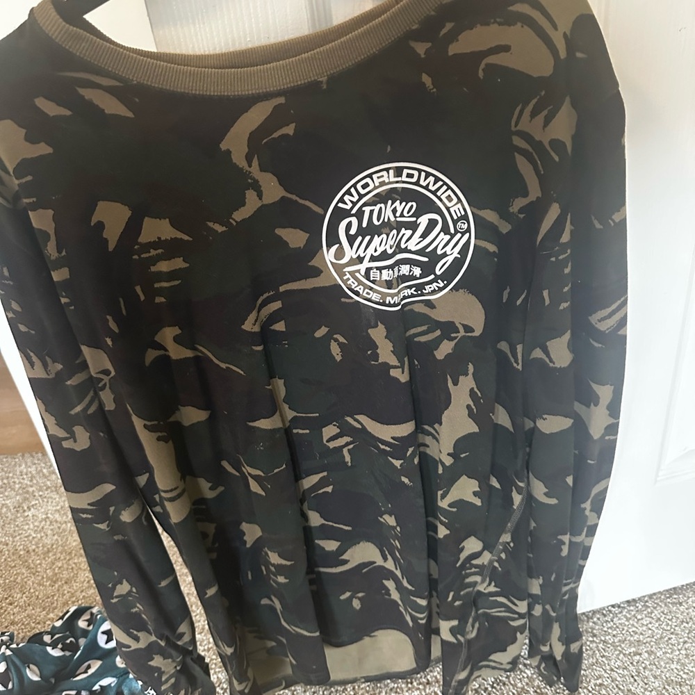 Superdry Black and Tan Camouflage Shirt